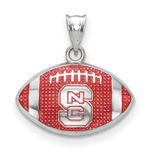 North Carolina State Wolfpack Sterling Silver Enameled Football Pendant