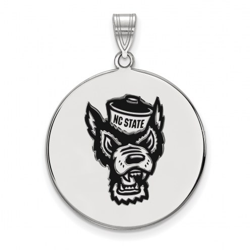 North Carolina State Wolfpack Sterling Silver Extra Large Enamel Disc Pendant
