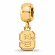 North Carolina State Wolfpack Sterling Silver Gold Plated Extra Small Dangle Bead