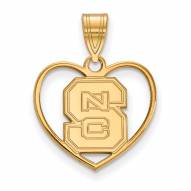 North Carolina State Wolfpack Sterling Silver Gold Plated Heart Pendant