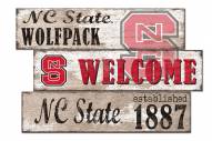 North Carolina State Wolfpack Welcome 3 Plank Sign
