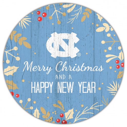 North Carolina Tar Heels 12&quot; Merry Christmas & Happy New Year Sign