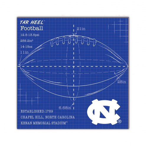 North Carolina Tar Heels Ball Blueprint 10&quot; x 10&quot; Sign
