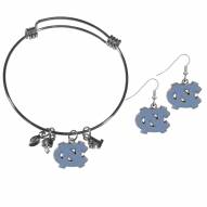 North Carolina Tar Heels Dangle Earrings & Charm Bangle Bracelet Set