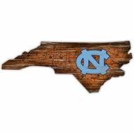 North Carolina Tar Heels Distressed State with Logo Sign