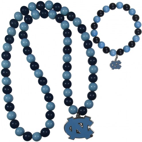 North Carolina Tar Heels Fan Bead Necklace & Bracelet Set