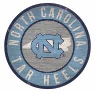 North Carolina Tar Heels Round State Wood Sign