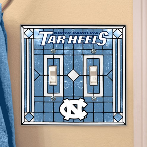 North Carolina Tar Heels Glass Double Switch Plate Cover