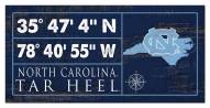 North Carolina Tar Heels Horizontal Coordinate 6" x 12" Sign