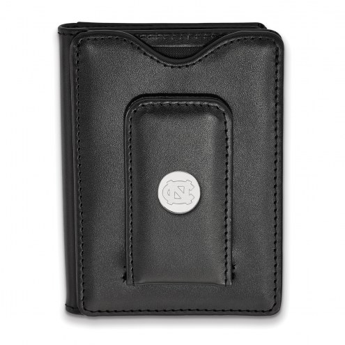 North Carolina Tar Heels Sterling Silver Black Leather Wallet