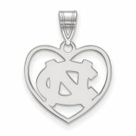 North Carolina Tar Heels Sterling Silver Heart Pendant