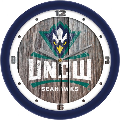 North Carolina Wilmington Seahawks Weathered Wood Wall Clock