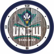 North Carolina Wilmington Seahawks Weathered Wood Wall Clock