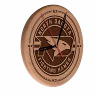 North Dakota Fighting Hawks Laser Engraved Wood Clock