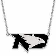 North Dakota Fighting Hawks Sterling Silver Large Enameled Pendant Necklace