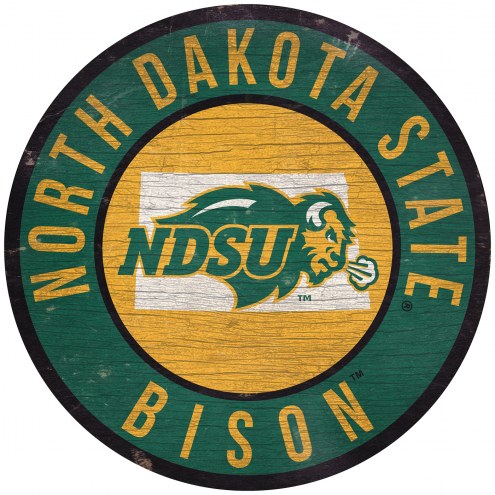 North Dakota State Bison 12&quot; Circle with State Sign