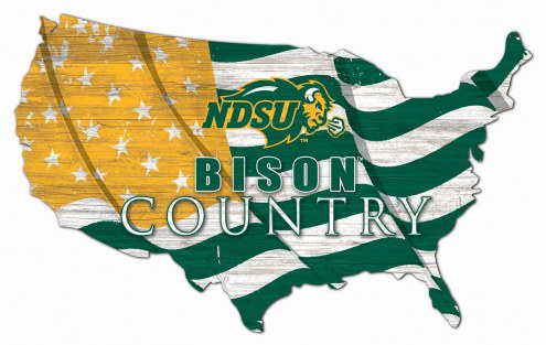 North Dakota State Bison 15&quot; USA Flag Cutout Sign