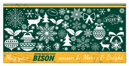 North Dakota State Bison 6&quot; x 12&quot; Merry & Bright Sign