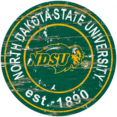 North Dakota State Bison Distressed Round Sign