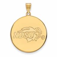 North Dakota State Bison Sterling Silver Gold Plated Extra Large Disc Pendant