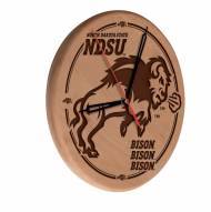 North Dakota State Bison Laser Engraved Wood Clock