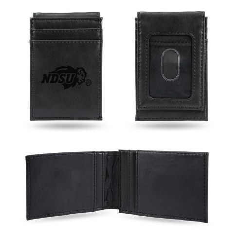 North Dakota State Bison Laser Engraved Black Front Pocket Wallet