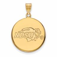 North Dakota State Bison Sterling Silver Gold Plated Large Disc Pendant