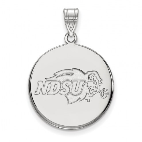 North Dakota State Bison Sterling Silver Large Disc Pendant