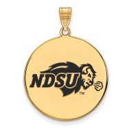 North Dakota State Bison Sterling Silver Gold Plated Extra Large Enameled Disc Pendant