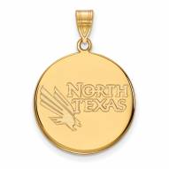 North Texas Mean Green Sterling Silver Gold Plated Large Disc Pendant