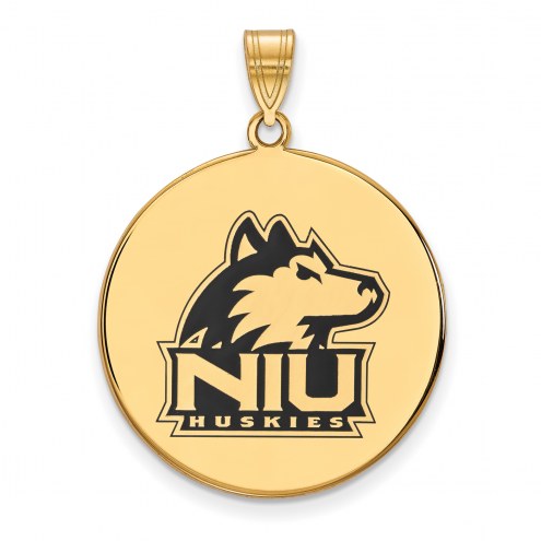 Northern Illinois Huskies Sterling Silver Gold Plated Extra Large Enameled Disc Pendant