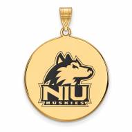Northern Illinois Huskies Sterling Silver Gold Plated Extra Large Enameled Disc Pendant