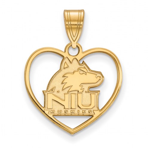 Northern Illinois Huskies Sterling Silver Gold Plated Heart Pendant