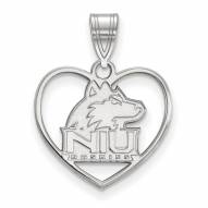 Northern Illinois Huskies Sterling Silver Heart Pendant