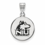Northern Illinois Huskies Sterling Silver Medium Enameled Disc Pendant