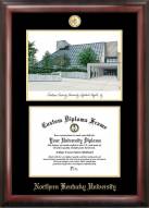 Northern Kentucky Norse Gold Embossed Diploma Frame with Campus Images Lithograph