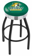 Northern Michigan Wildcats Black Swivel Barstool with Chrome Ribbed Ring