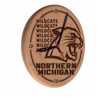 Northern Michigan Wildcats Laser Engraved Wood Clock