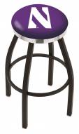 Northwestern Wildcats Black Swivel Barstool with Chrome Accent Ring