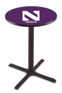 Northwestern Wildcats Black Wrinkle Bar Table with Cross Base
