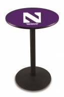 Northwestern Wildcats Black Wrinkle Bar Table with Round Base