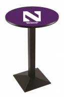 Northwestern Wildcats Black Wrinkle Pub Table with Square Base