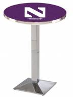 Northwestern Wildcats Chrome Bar Table with Square Base
