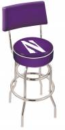 Northwestern Wildcats Chrome Double Ring Swivel Barstool with Back
