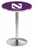 Northwestern Wildcats Chrome Pub Table with Round Base