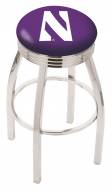 Northwestern Wildcats Chrome Swivel Barstool with Ribbed Accent Ring