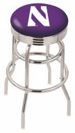 Northwestern Wildcats Double Ring Swivel Barstool with Ribbed Accent Ring