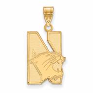 Northwestern Wildcats NCAA Sterling Silver Gold Plated Large Pendant