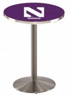 Northwestern Wildcats Stainless Steel Bar Table with Round Base