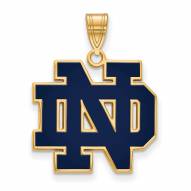 Notre Dame Fighting Irish Sterling Silver Gold Plated Large Enameled Pendant